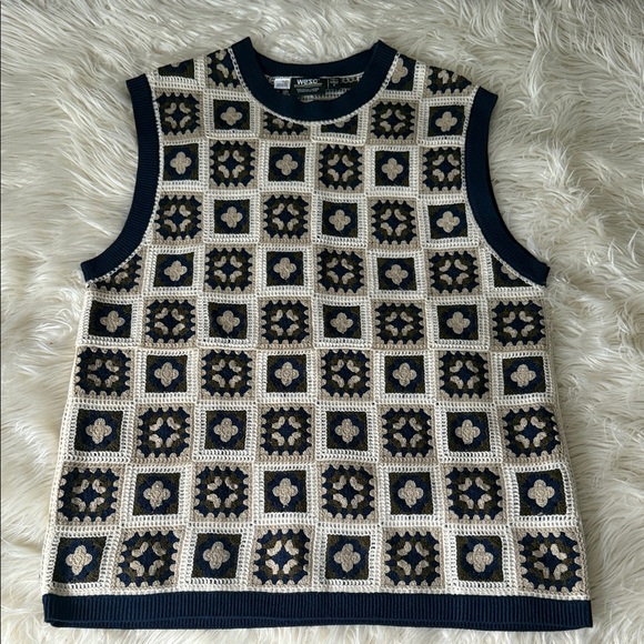 WeSC Granny Crochet Sweater Vest UNISEX Men's Size M - Womens Size L - Picture 8 of 9